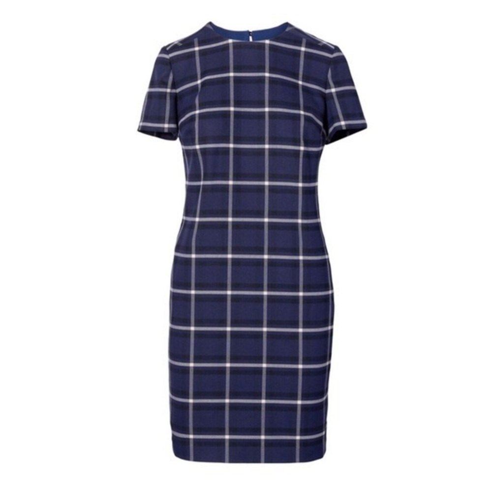 Banana Republic Windowpane Plaid Check Shift Dress Pockets Medium Tall Office